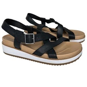 Lucky Brand Irissy Wedge Sandals Strappy Leather Lug Sole. Size 11M